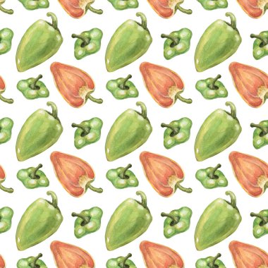 farklı parlak biber suluboya desen. Ambalaj tasarımı, tekstil ve baskı için mükemmel