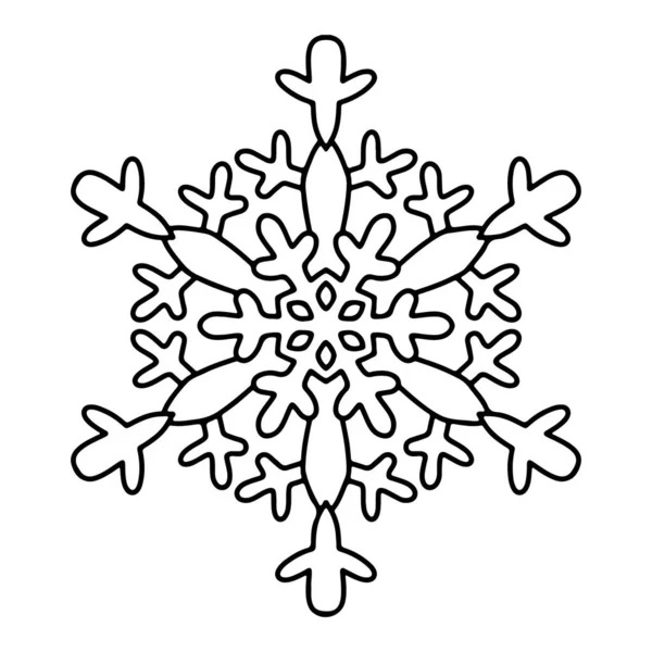 Dibujo Lineal Copos Nieve Sobre Fondo Blanco Página Para Colorear — Vector de stock