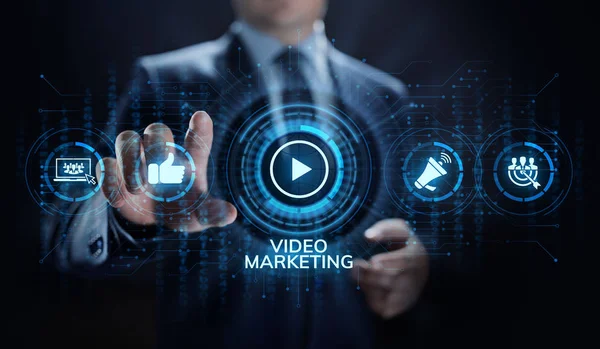 Video marketing online advertising business internet concept.