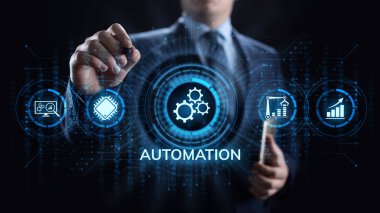İş süreci otomasyon endüstriyel teknoloji yenilik optimizasyon kavramı.
