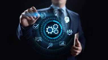 İş süreci otomasyon endüstriyel teknoloji yenilik optimizasyon kavramı.