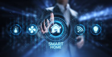 Ekrandaki şeylerin konseptinin akıllı ev yaşamı otomasyonu IOT interneti.