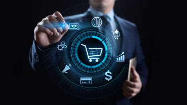 Online Alışveriş Dijital Pazarlama ve Satış Teknolojisi Konsepti.