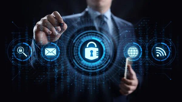 Kiberbiztonsági adatvédelmi információs magánélet internetes technológia koncepciója. — Stock Fotó