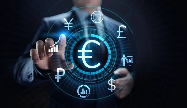 Euro-Symbol auf dem Bildschirm. Devisenhandel Devisengeschäft Geschäftskonzept. — Stockfoto
