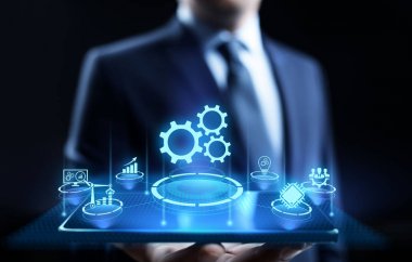 İş süreci otomasyon endüstriyel teknoloji yenilik optimizasyon kavramı.
