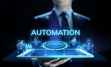 İş süreci otomasyon endüstriyel teknoloji yenilik optimizasyon kavramı.