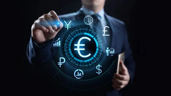 Euro-Symbol auf dem Bildschirm. Devisenhandel Devisengeschäft Geschäftskonzept. — Stockfoto