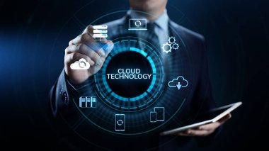 Bulut teknolojisi ağ veri depolama internet kavramı.