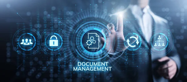 Document management system digital right management business technology concept.