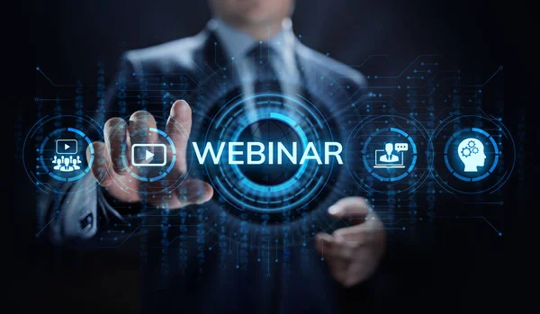 Webinar E-learning Online Σεμινάριο Εκπαίδευση Επιχειρηματική έννοια. — Φωτογραφία Αρχείου