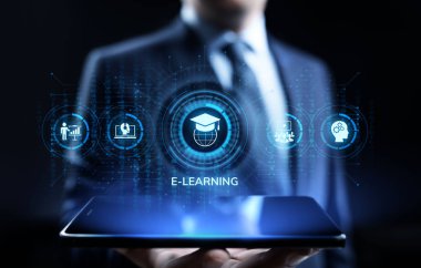 Ekranda E-Öğrenim Çevrimiçi Eğitim İş İnternet kavramı.