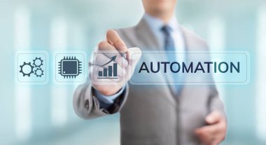 İş süreci otomasyon endüstriyel teknoloji yenilik optimizasyon kavramı.