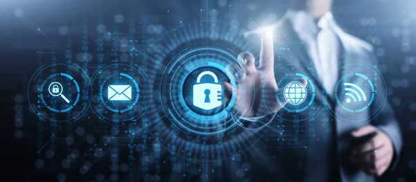 सायबर सुरक्षा डेटा संरक्षण माहिती गोपनीयता इंटरनेट तंत्रज्ञान संकल्पना . — स्टॉक फोटो, इमेज