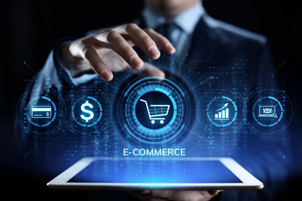 E-commerce Zakupy online Cyfrowa koncepcja marketingu i technologii sprzedaży. — Zdjęcie stockowe