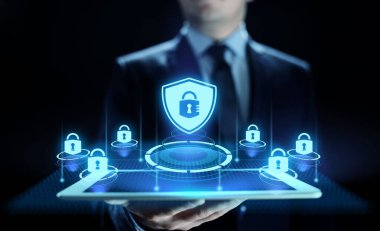 Siber güvenlik veri koruması bilgi gizliliği internet teknolojisi kavramı.