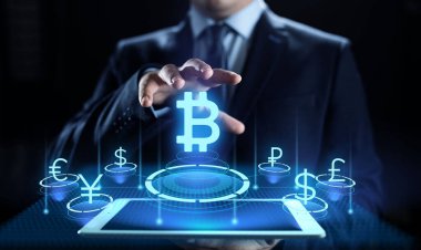 Bitcoin kripto para dijital para finansman iş teknolojisi kavramı.