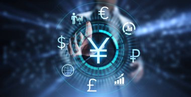 YEN sembolü Forex döviz kurunun ticari finans kavramı.