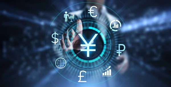 YEN-Symbol Devisenhandel Börse Geschäftsfinanzierungskonzept. — Stockfoto