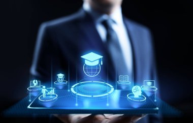 Ekranda E-Öğrenim Çevrimiçi Eğitim İş İnternet kavramı.