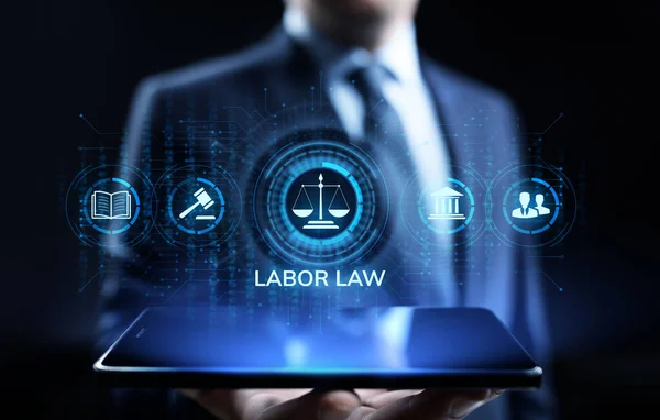 労働法、弁護士、弁護士、法律助言ビジネスの概念を画面上で. — ストック写真