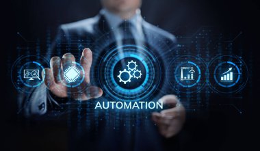 İş süreci otomasyon endüstriyel teknoloji yenilik optimizasyon kavramı.