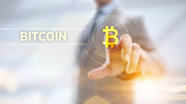 Bitcoin criptomoneda dinero digital finanzas concepto de tecnología de negocios. — Foto de Stock