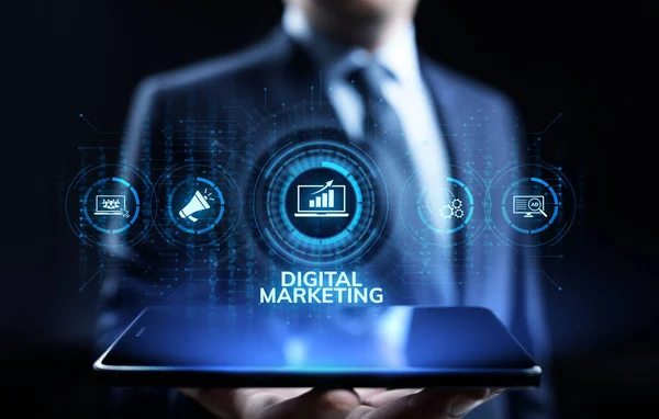 Ψηφιακό μάρκετινγκ διαφήμιση στο διαδίκτυο και οι πωλήσεις αυξάνουν την έννοια της επιχειρηματικής τεχνολογίας. — Φωτογραφία Αρχείου