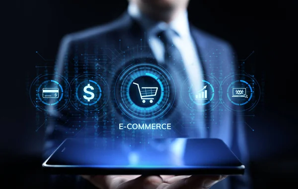 Электронная коммерция Интернет-магазины Цифровой маркетинг и продажи бизнес-технологии концепции. — стоковое фото