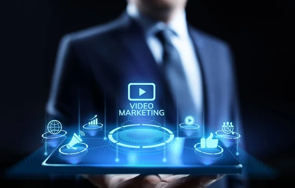 Marketing vidéo publicité en ligne entreprise concept internet. — Photo