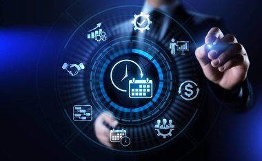 Proje Yönetimi Zaman Planlama iş konsepti ekranda.