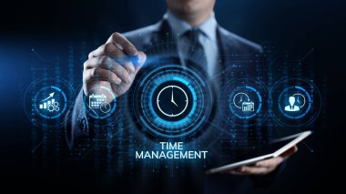 Zaman yönetimi proje planlaması iş dünyası internet teknolojisi kavramı.