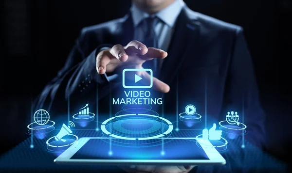 Marketing vidéo publicité en ligne entreprise concept internet. — Photo