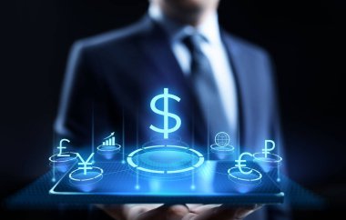 Dolar simgesi ekranda. Para birimi alım-satım oranı Eski İş konsepti.
