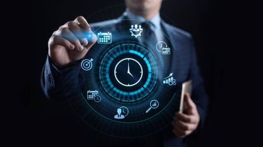 Zaman yönetimi proje planlaması iş dünyası internet teknolojisi kavramı.