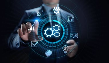 İş süreci otomasyon endüstriyel teknoloji yenilik optimizasyon kavramı.