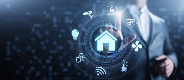 Ekrandaki şeylerin konseptinin akıllı ev yaşamı otomasyonu IOT interneti