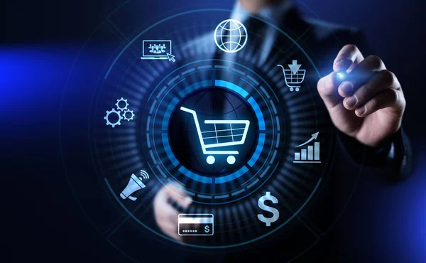 Commerce Online Shopping Digitales Marketing Und Vertriebstechnologiekonzept Stockbild