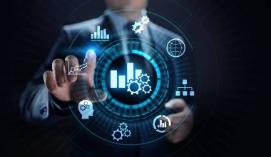 İş analitiği istihbarat analizi BI büyük veri teknolojisi kavramı.