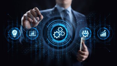İş süreci otomasyon endüstriyel teknoloji yenilik optimizasyon kavramı.