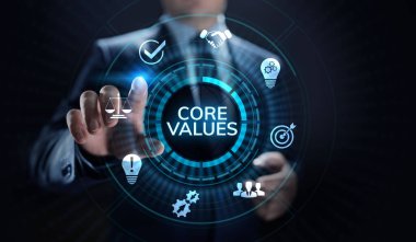 Çekirdek sorumluluk değerleri Şirket Etik İş kavramı.