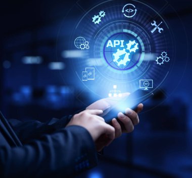 API uygulama programlama arayüzü fonksiyonu ve işlem geliştirme teknolojisi kavramı ekranda.