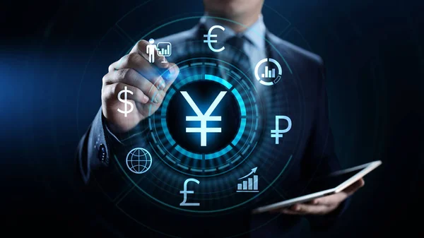 YEN symbol Forex obchodování směnárna obchodní finance koncept. — Stock fotografie