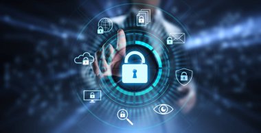 Siber güvenlik veri koruması bilgi gizliliği internet teknolojisi kavramı.