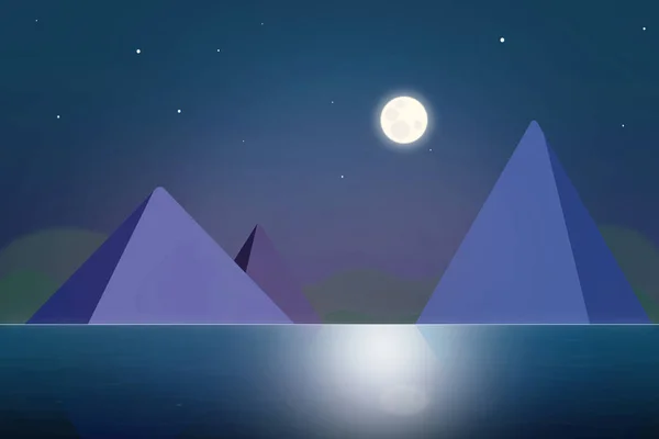 Landscape pyramids in moonlit night