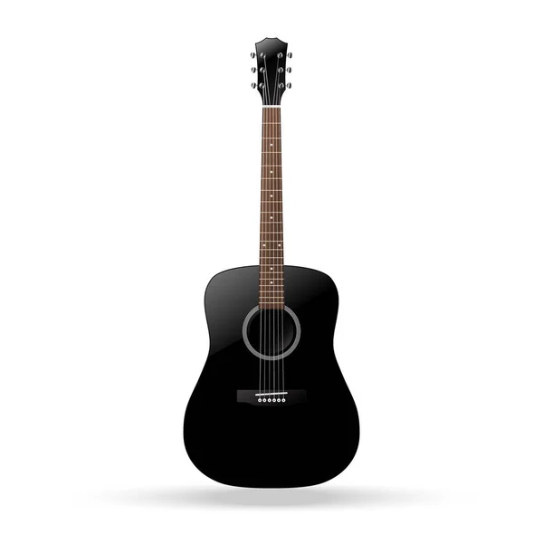 Guitare Acoustique Noire Sur Fond Blanc Illustration Vectorielle Eps10 — Image vectorielle