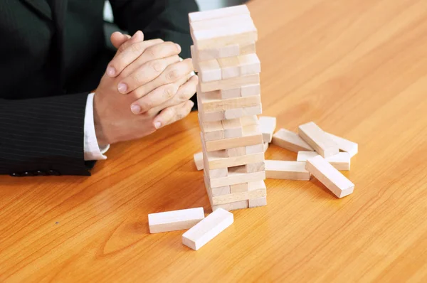 Jenga business game, business fulfillment Building a business base Failed business base Stable and unstable business base.