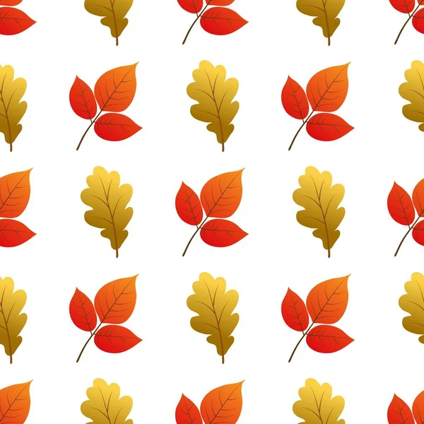 Motif sans couture vectoriel avec feuilles d'automne. — Image vectorielle