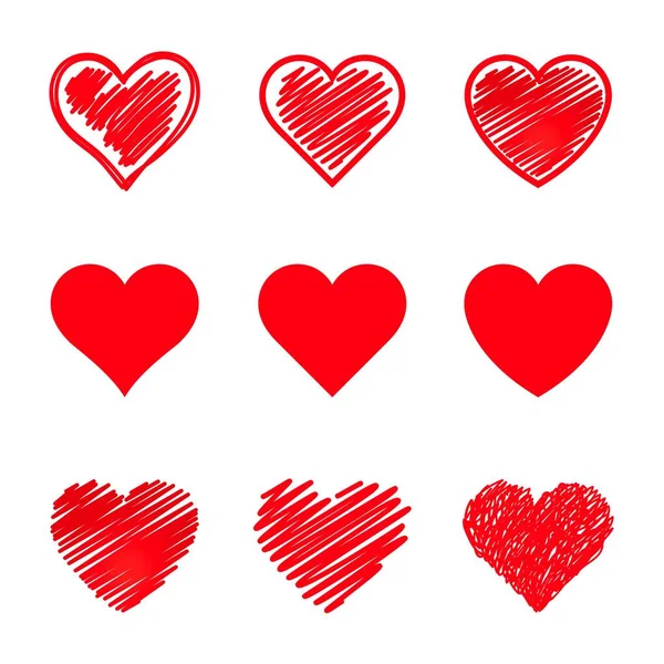 Vector hearts set. Hand drawn. — Stock Vector