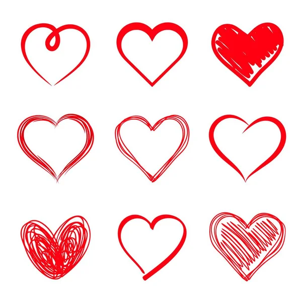 Conjunto de corazones dibujados a mano. Elemento de diseño . Ilustraciones De Stock Sin Royalties Gratis